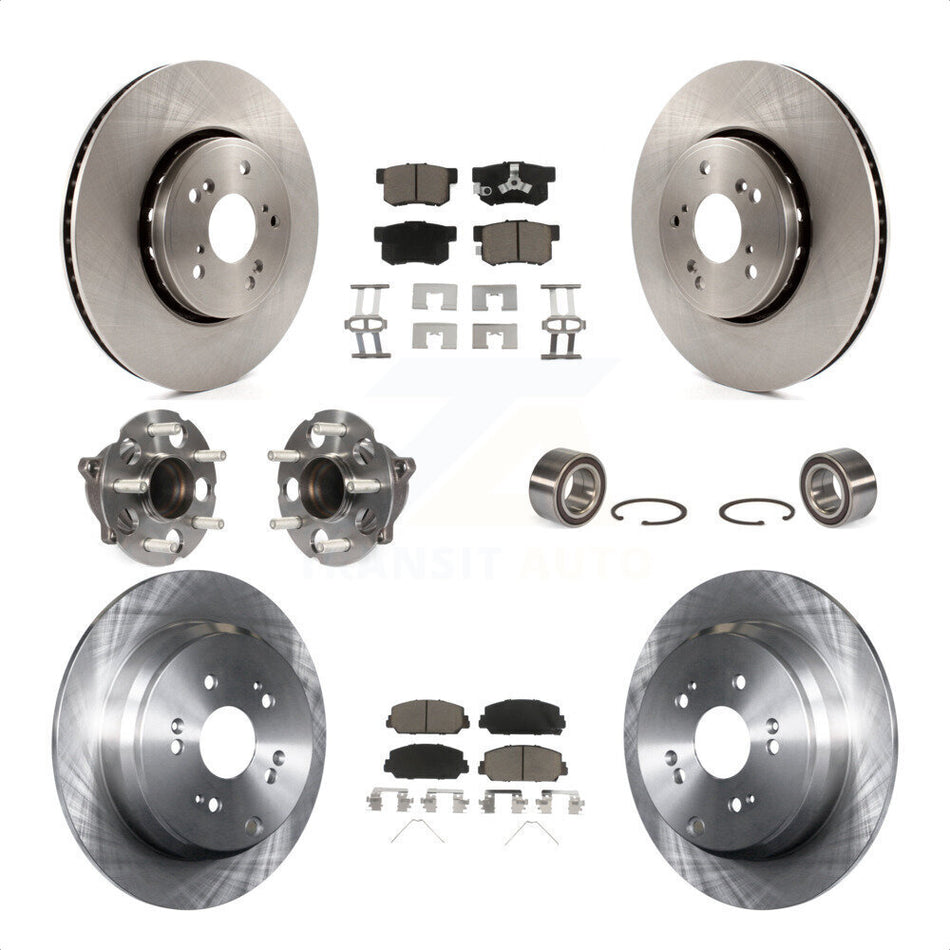 Front Rear Wheel Hub Bearings Assembly Disc Brake Rotors And Ceramic Pads Kit (10Pc) For 2013-2018 Acura RDX FWD KBB-117149 by Transit Auto