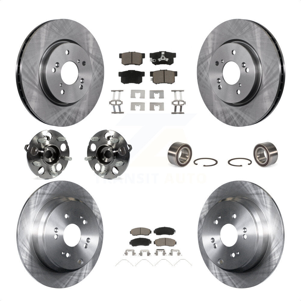 Front Rear Wheel Hub Bearings Assembly Disc Brake Rotors And Ceramic Pads Kit (10Pc) For 2012-2016 Honda CR-V AWD KBB-117150 by Transit Auto