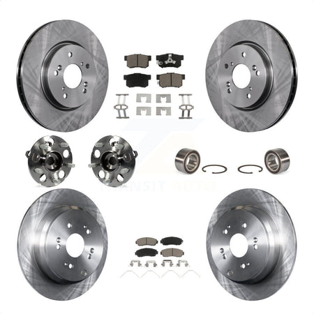 Front Rear Wheel Hub Bearings Assembly Disc Brake Rotors And Ceramic Pads Kit (10Pc) For 2012-2016 Honda CR-V AWD KBB-117150 by Transit Auto