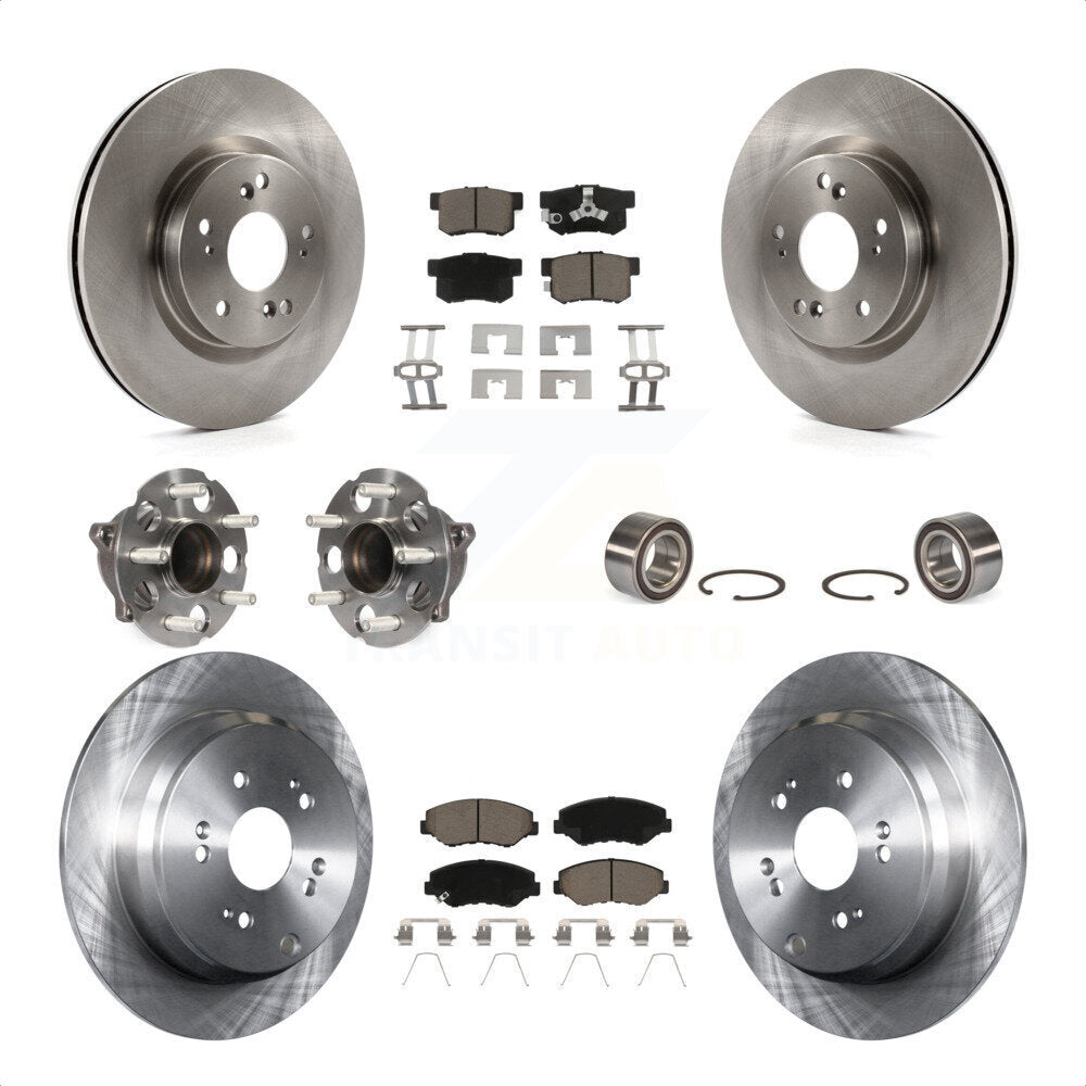 Front Rear Wheel Hub Bearings Assembly Disc Brake Rotors And Ceramic Pads Kit (10Pc) For 2012-2016 Honda CR-V FWD KBB-117151 by Transit Auto
