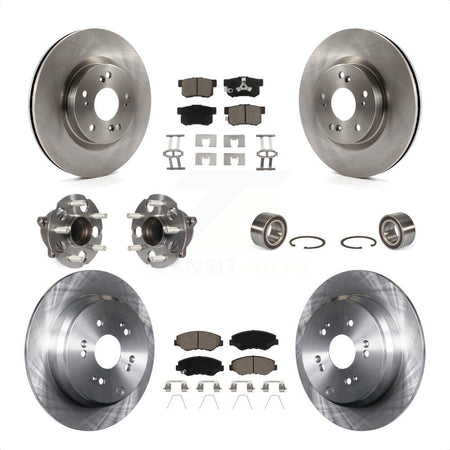 Front Rear Wheel Hub Bearings Assembly Disc Brake Rotors And Ceramic Pads Kit (10Pc) For 2012-2016 Honda CR-V FWD KBB-117151 by Transit Auto