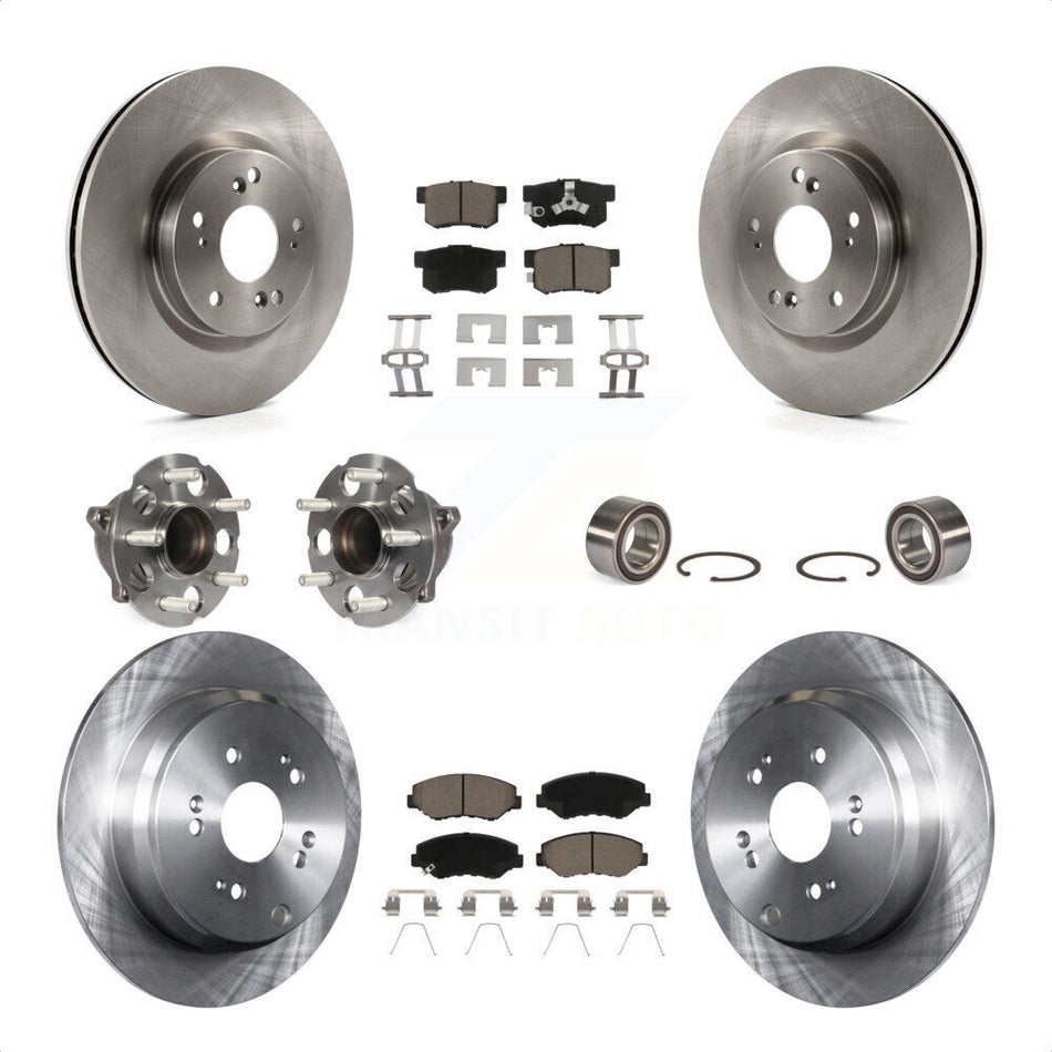 Front Rear Wheel Hub Bearings Assembly Disc Brake Rotors And Ceramic Pads Kit (10Pc) For 2012-2016 Honda CR-V FWD KBB-117151 by Transit Auto