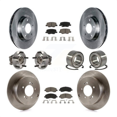 Front Rear Wheel Hub Bearings Assembly Disc Brake Rotors And Ceramic Pads Kit (10Pc) For 2013 Mitsubishi Outlander FWD with 3.0L KBB-117199 by Transit Auto