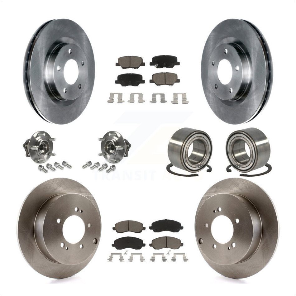 Front Rear Wheel Hub Bearings Assembly Disc Brake Rotors And Ceramic Pads Kit (10Pc) For 2013 Mitsubishi Outlander AWD with 3.0L Without 7 Passenger Seating KBB-117200 by Transit Auto