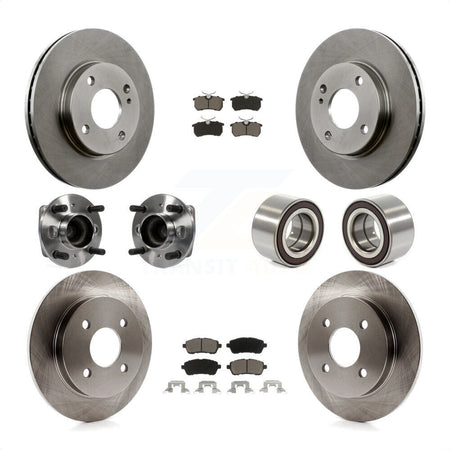 Front Rear Wheel Hub Bearings Assembly Disc Brake Rotors And Ceramic Pads Kit (10Pc) For 2014-2018 Ford Fiesta S Titanium SE KBB-117205 by Transit Auto