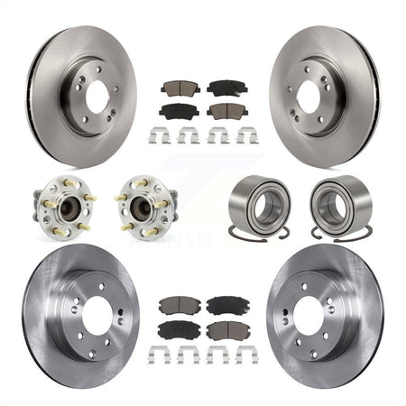 Front Rear Wheel Hub Bearings Assembly Disc Brake Rotors And Ceramic Pads Kit (10Pc) For 2010 Hyundai Sonata 3.3L KBB-117208 by Transit Auto