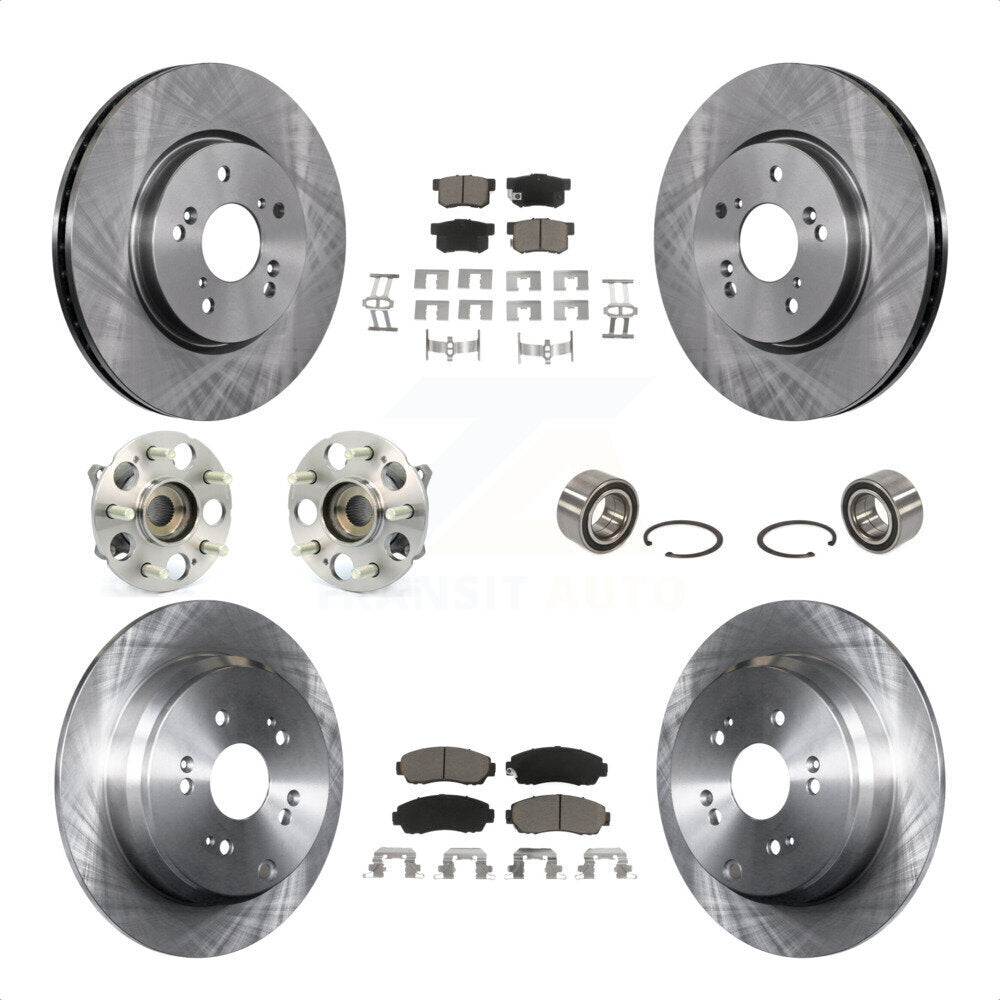 Front Rear Wheel Hub Bearings Assembly Disc Brake Rotors And Ceramic Pads Kit (10Pc) For Acura RDX KBB-117283 by Transit Auto