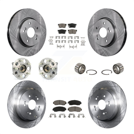 Front Rear Wheel Hub Bearings Assembly Disc Brake Rotors And Ceramic Pads Kit (10Pc) For Acura RDX KBB-117283 by Transit Auto