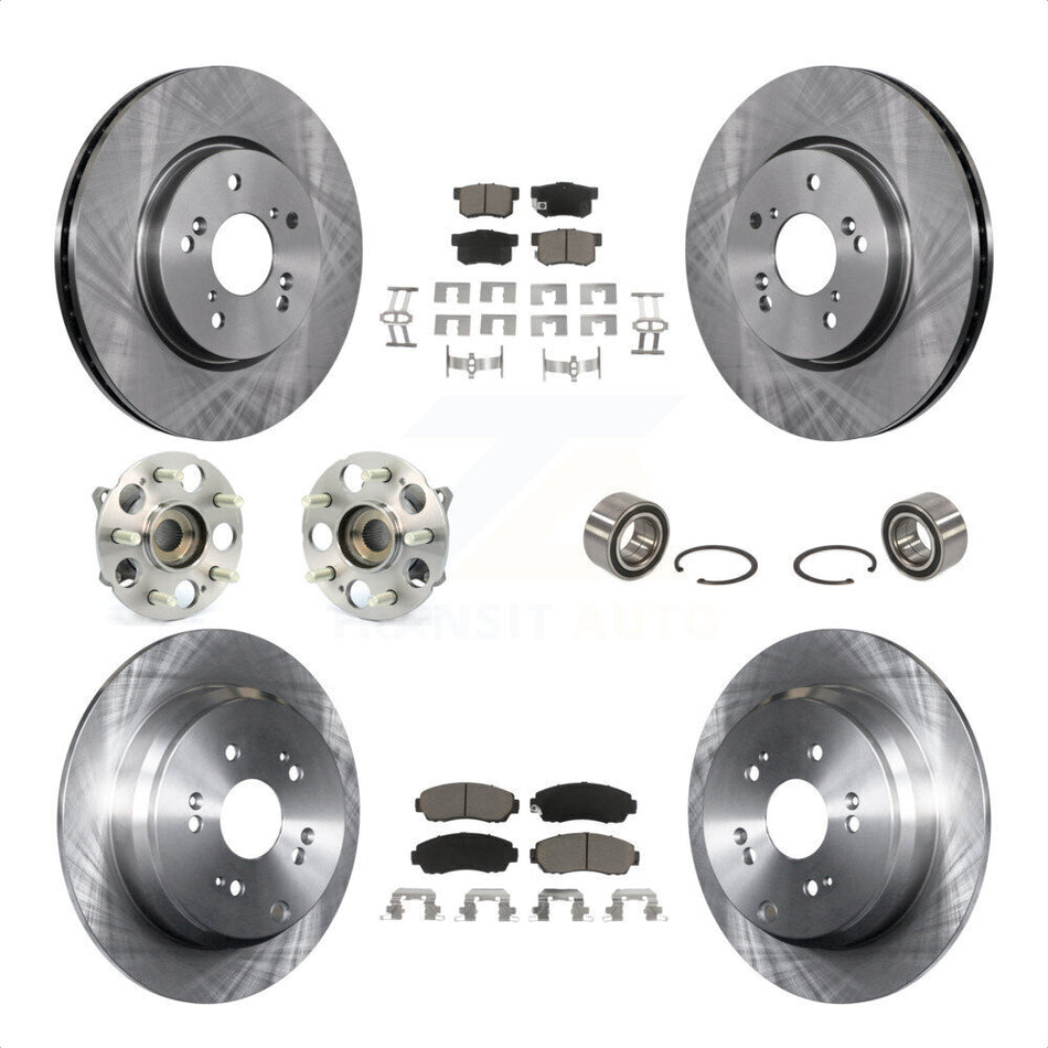 Front Rear Wheel Hub Bearings Assembly Disc Brake Rotors And Ceramic Pads Kit (10Pc) For Acura RDX KBB-117283 by Transit Auto