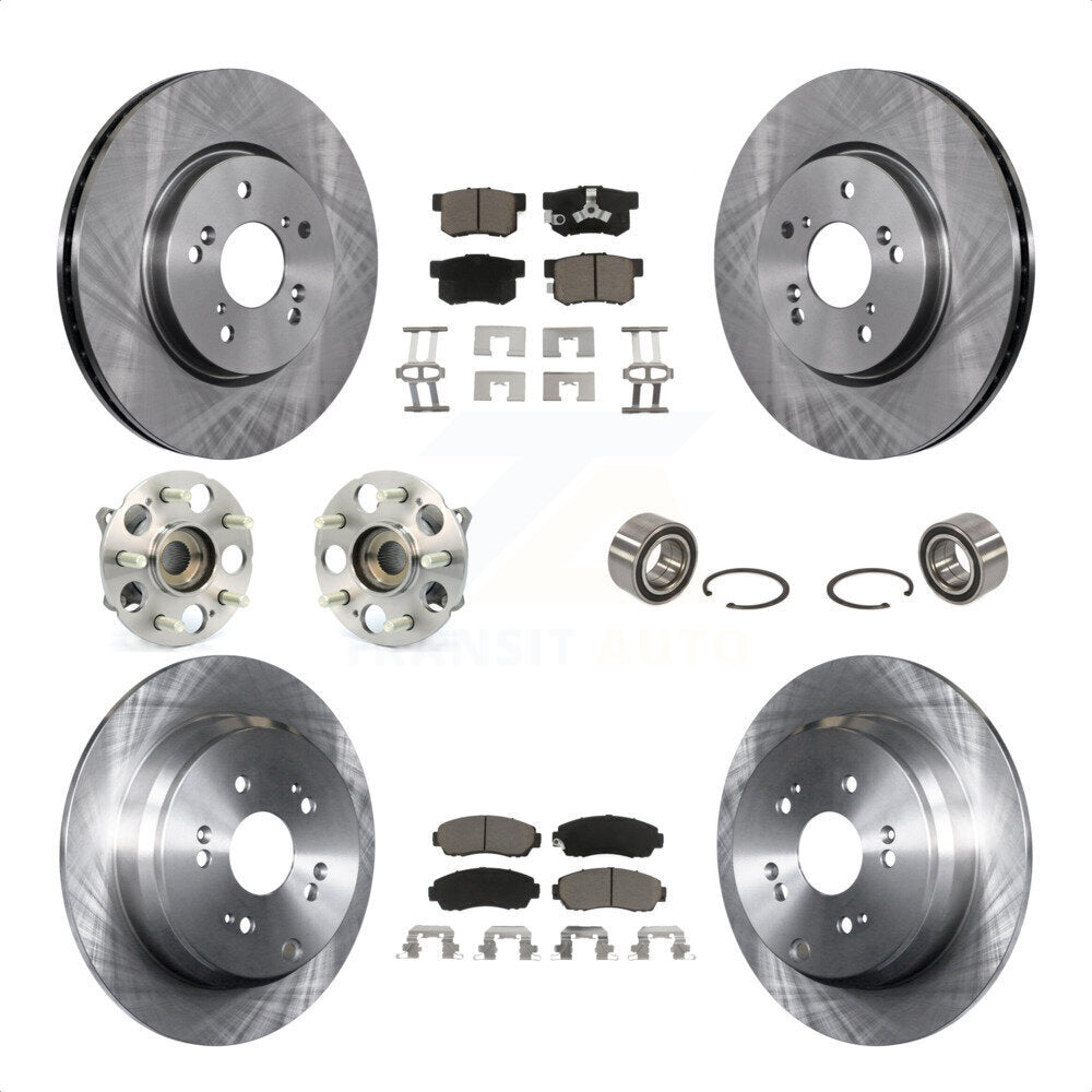 Front Rear Wheel Hub Bearings Assembly Disc Brake Rotors And Ceramic Pads Kit (10Pc) For Honda CR-V Acura RDX KBB-117284 by Transit Auto