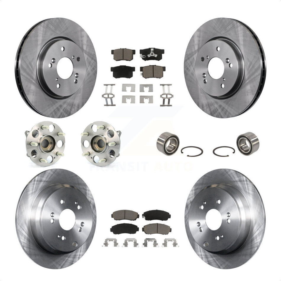 Front Rear Wheel Hub Bearings Assembly Disc Brake Rotors And Ceramic Pads Kit (10Pc) For Honda CR-V Acura RDX KBB-117284 by Transit Auto