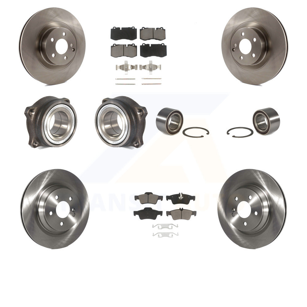 Front Rear Wheel Hub Bearings Assembly Disc Brake Rotors And Ceramic Pads Kit (10Pc) For Mercedes-Benz S550 CL550 S350 KBB-117314 by Transit Auto