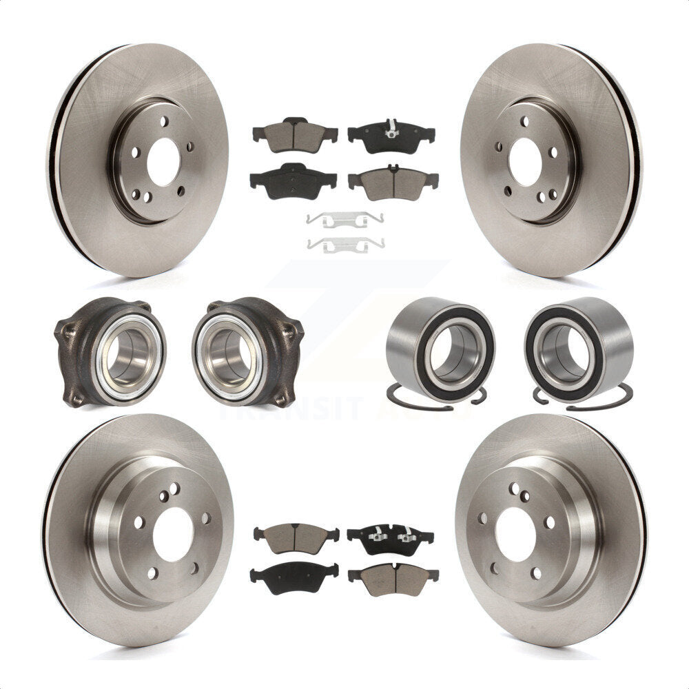 Front Rear Wheel Hub Bearings Assembly Disc Brake Rotors And Ceramic Pads Kit (10Pc) For Mercedes-Benz E550 4Matic with AWD KBB-117315 by Transit Auto