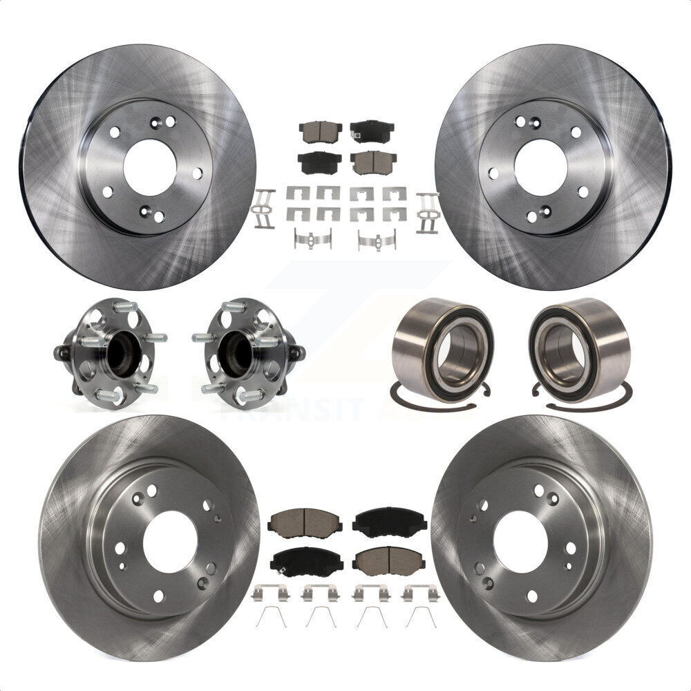 Front Rear Wheel Hub Bearings Assembly Disc Brake Rotors And Ceramic Pads Kit (10Pc) For 2015 Acura ILX 2.0L KBB-117327 by Transit Auto