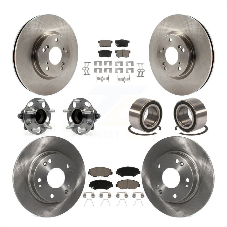 Front Rear Wheel Hub Bearings Assembly Disc Brake Rotors And Ceramic Pads Kit (10Pc) For 2013-2015 Acura ILX 2.4L KBB-117328 by Transit Auto