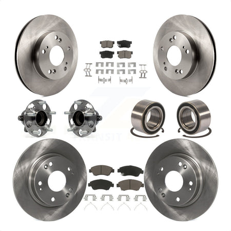 Front Rear Wheel Hub Bearings Assembly Disc Brake Rotors And Ceramic Pads Kit (10Pc) For 2015 Acura ILX 1.5L KBB-117329 by Transit Auto