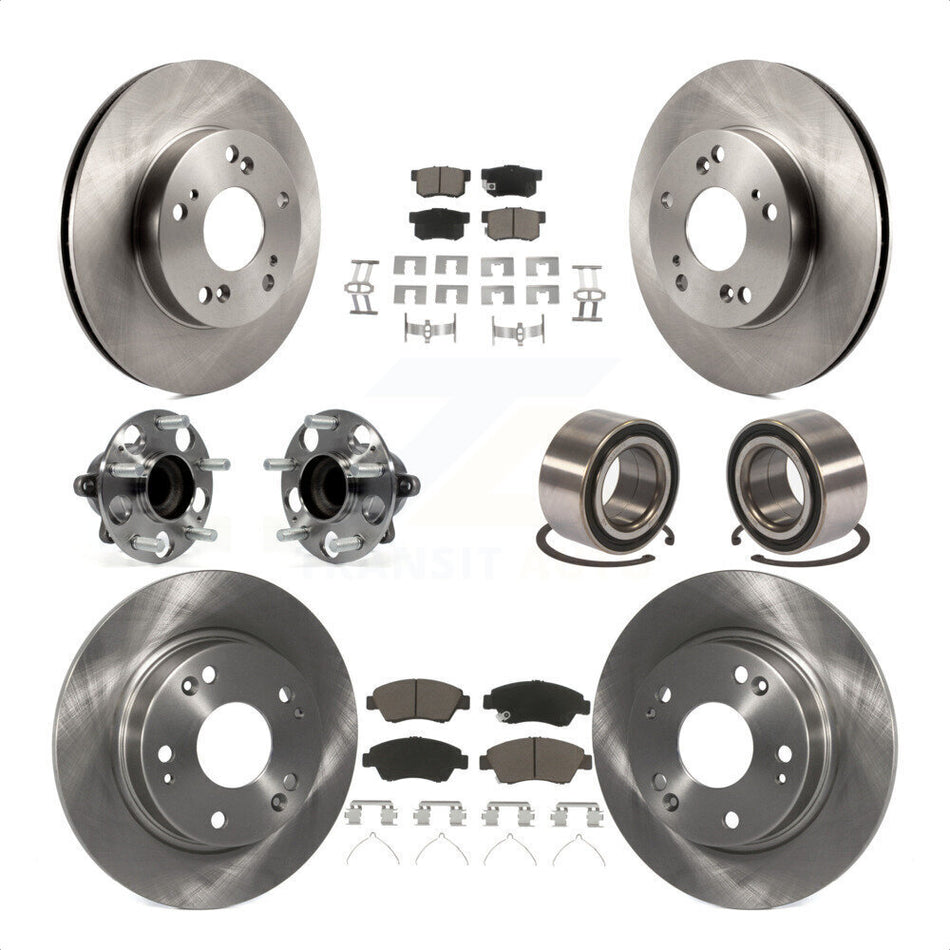 Front Rear Wheel Hub Bearings Assembly Disc Brake Rotors And Ceramic Pads Kit (10Pc) For 2015 Acura ILX 1.5L KBB-117329 by Transit Auto