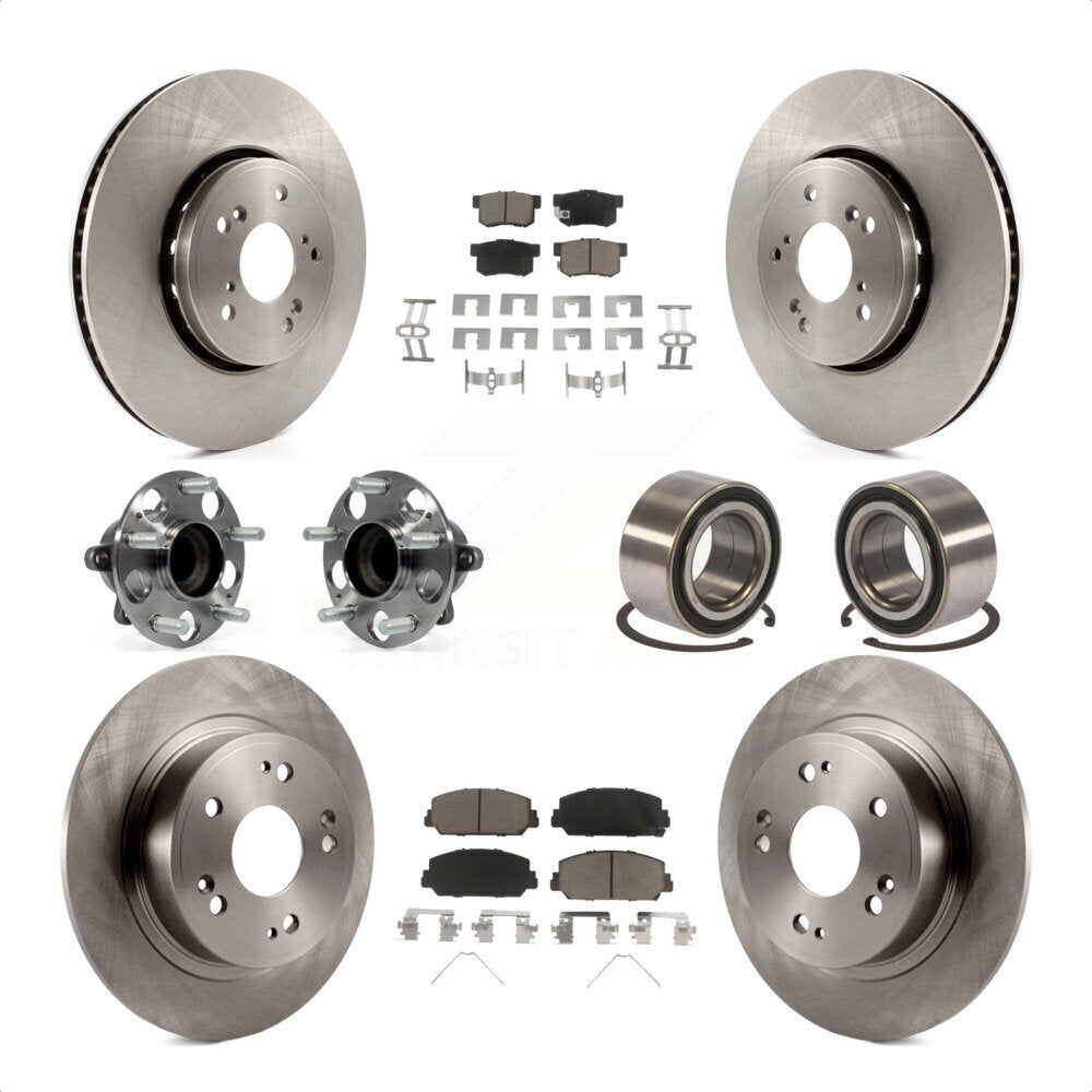 Front Rear Wheel Hub Bearings Assembly Disc Brake Rotors And Ceramic Pads Kit (10Pc) For 2016 Acura ILX KBB-117331 by Transit Auto