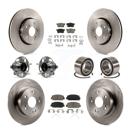 Front Rear Wheel Hub Bearings Assembly Disc Brake Rotors And Ceramic Pads Kit (10Pc) For 2016 Acura ILX KBB-117331 by Transit Auto