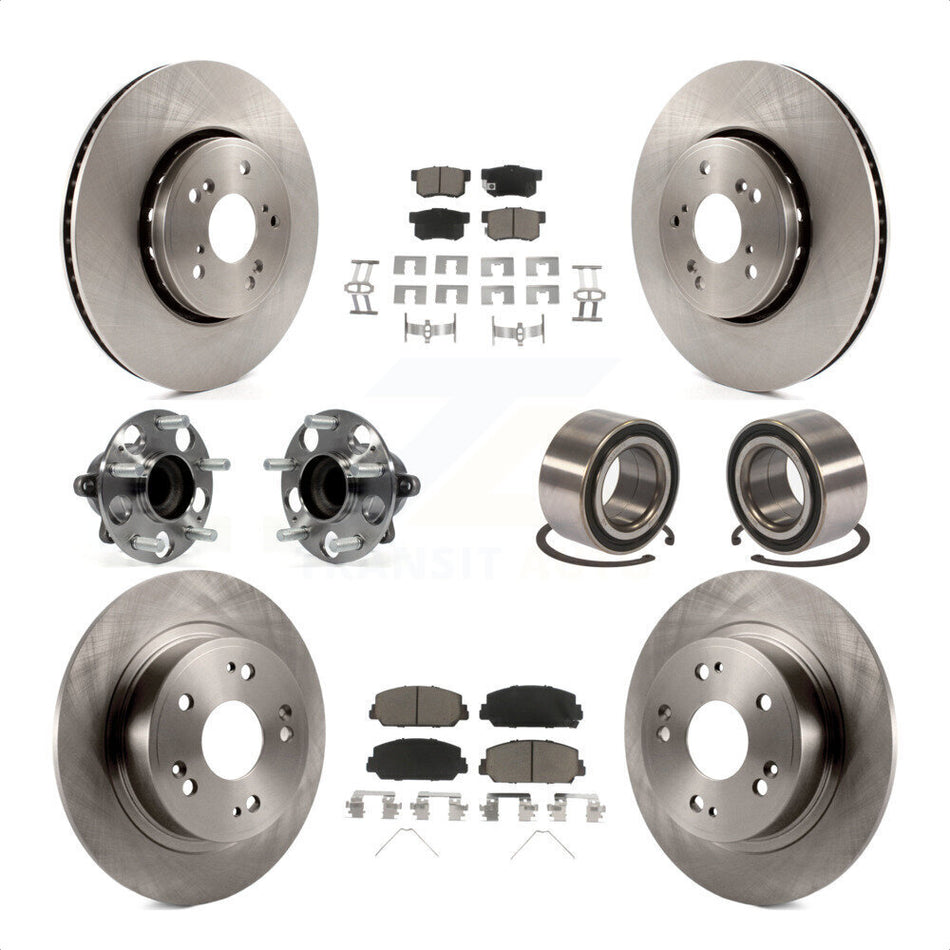 Front Rear Wheel Hub Bearings Assembly Disc Brake Rotors And Ceramic Pads Kit (10Pc) For 2016 Acura ILX KBB-117331 by Transit Auto