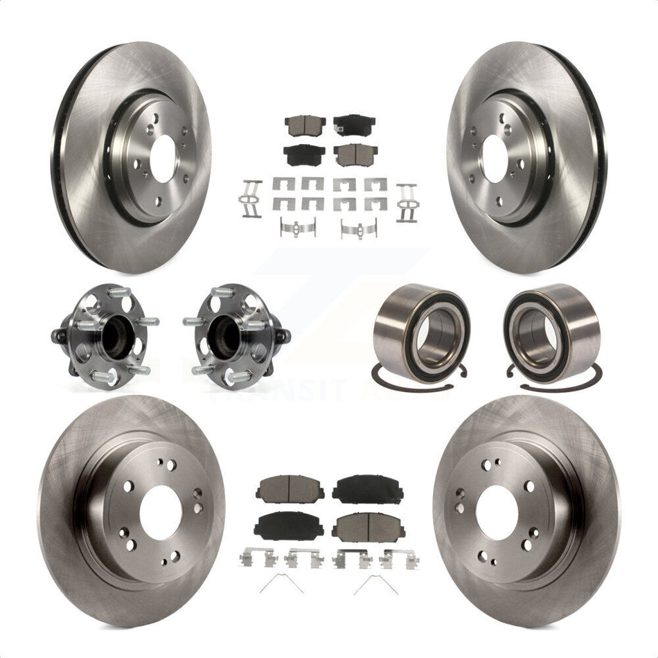 Front Rear Wheel Hub Bearings Assembly Disc Brake Rotors And Ceramic Pads Kit (10Pc) For 2017-2018 Acura ILX KBB-117332 by Transit Auto