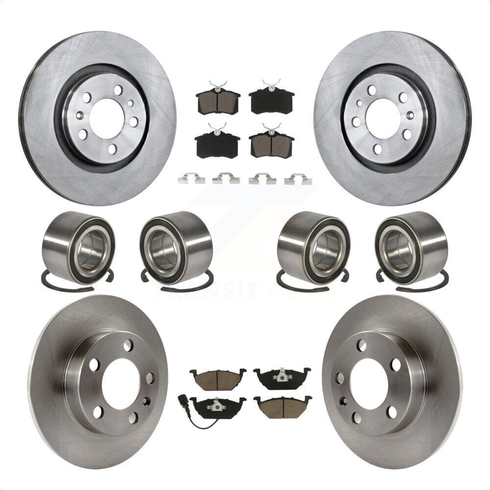 Front Rear Wheel Bearings Disc Brake Rotors And Ceramic Pads Kit (10Pc) For 2004 Volkswagen Golf 2.0L 1.9L KBB-117397 by Transit Auto