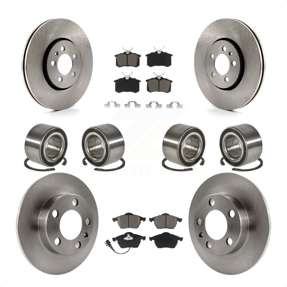 Front Rear Wheel Bearings Disc Brake Rotors And Ceramic Pads Kit (10Pc) For 2004 Volkswagen Golf 2.8L 1.8L KBB-117398 by Transit Auto