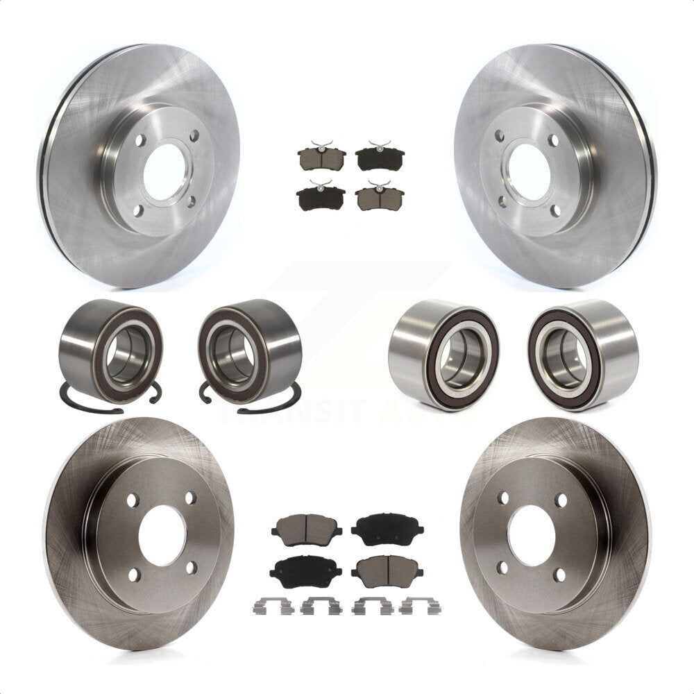 Front Rear Wheel Bearings Disc Brake Rotors And Ceramic Pads Kit (10Pc) For 2014-2018 Ford Fiesta ST KBB-117399 by Transit Auto