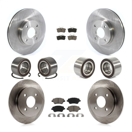 Front Rear Wheel Bearings Disc Brake Rotors And Ceramic Pads Kit (10Pc) For 2014-2018 Ford Fiesta ST KBB-117399 by Transit Auto