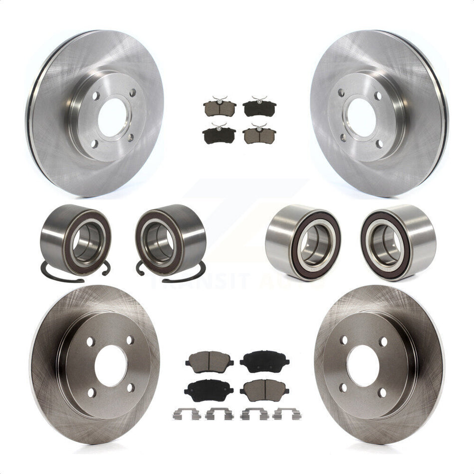 Front Rear Wheel Bearings Disc Brake Rotors And Ceramic Pads Kit (10Pc) For 2014-2018 Ford Fiesta ST KBB-117399 by Transit Auto