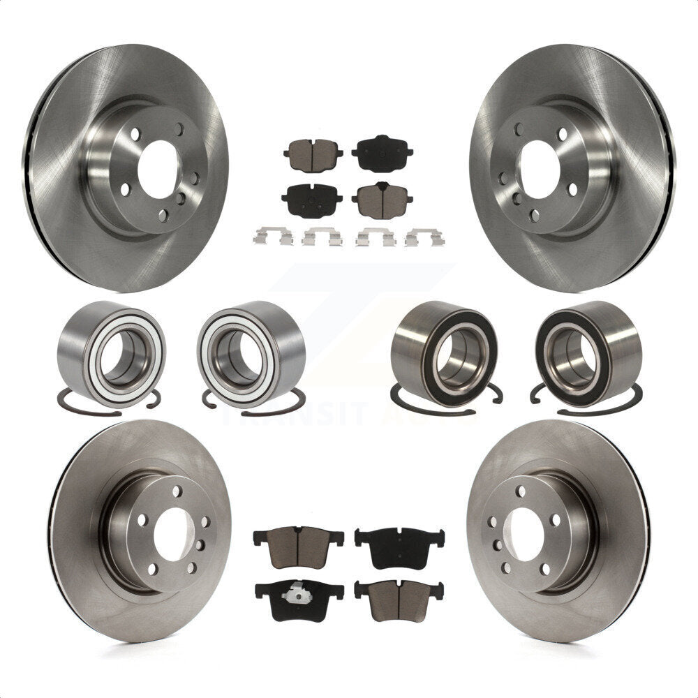 Front Rear Wheel Bearings Disc Brake Rotors And Ceramic Pads Kit (10Pc) For 2012 BMW X3 From 10 11 KBB-117412 by Transit Auto
