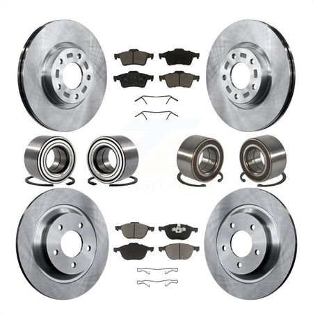 Front Rear Wheel Bearings Disc Brake Rotors And Ceramic Pads Kit (10Pc) For 2006 Mazda 5 To 02 06 KBB-117418 by Transit Auto