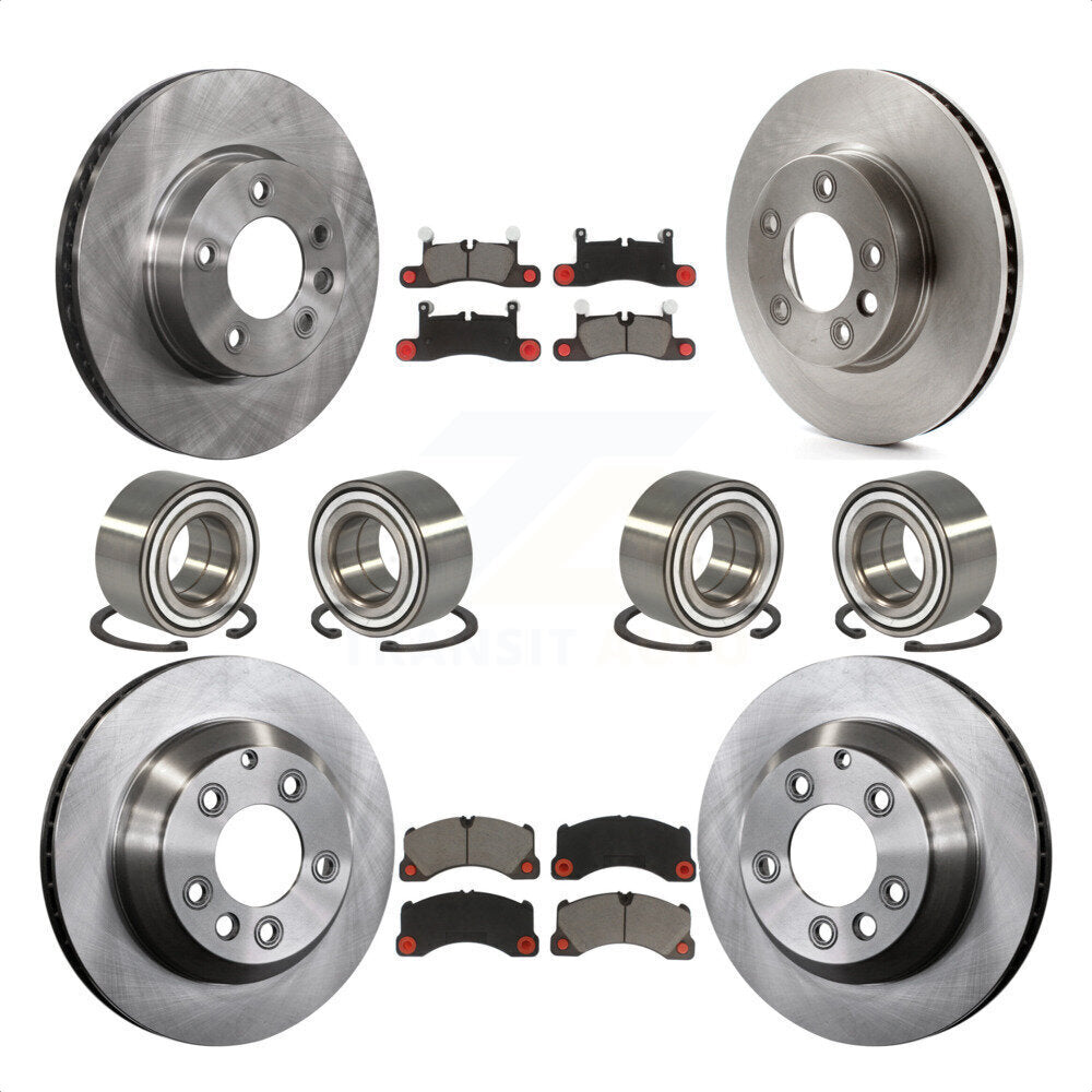 Front Rear Wheel Bearings Disc Brake Rotors And Ceramic Pads Kit (10Pc) For 2016-2017 Volkswagen Touareg KBB-117437 by Transit Auto