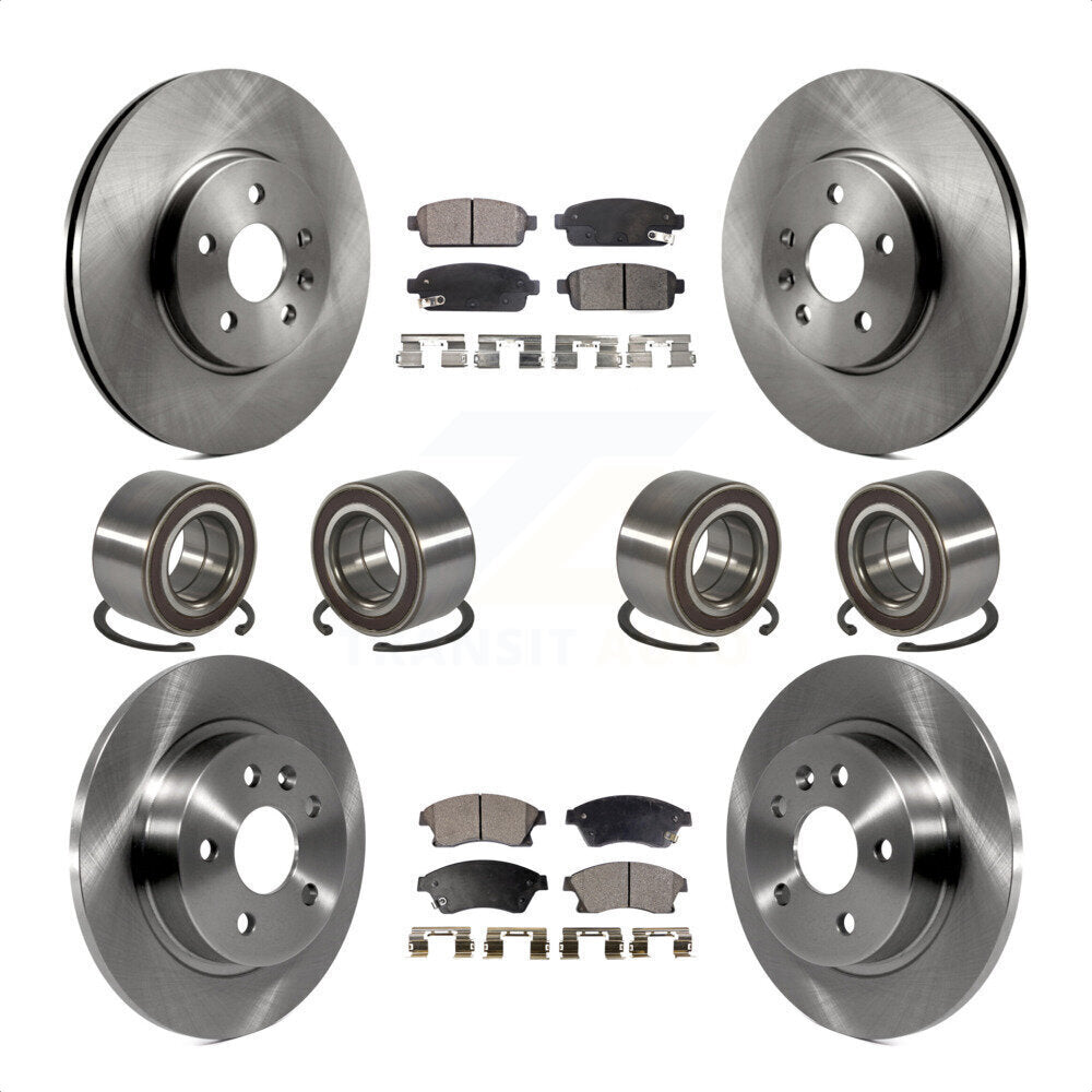 Front Rear Wheel Bearings Disc Brake Rotors And Ceramic Pads Kit (10Pc) For 2013-2017 Buick Encore Chevrolet Trax AWD KBB-117477 by Transit Auto