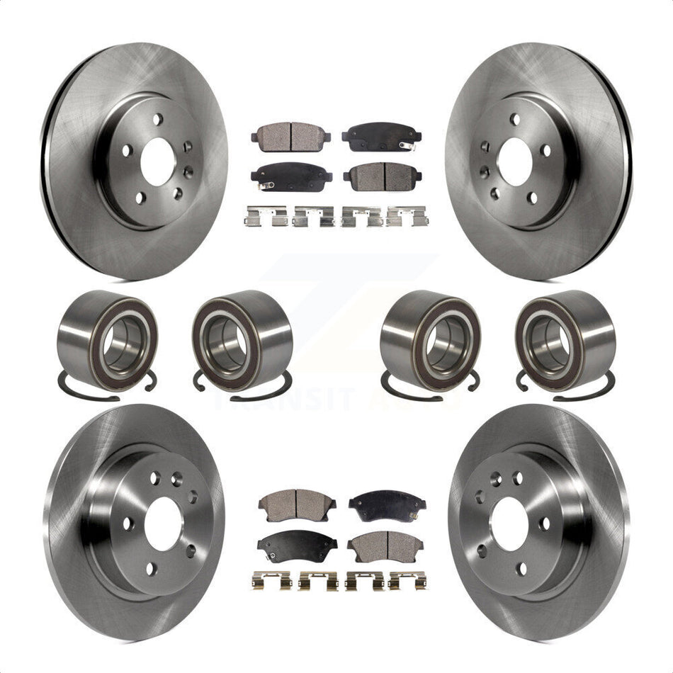 Front Rear Wheel Bearings Disc Brake Rotors And Ceramic Pads Kit (10Pc) For 2013-2017 Buick Encore Chevrolet Trax AWD KBB-117477 by Transit Auto