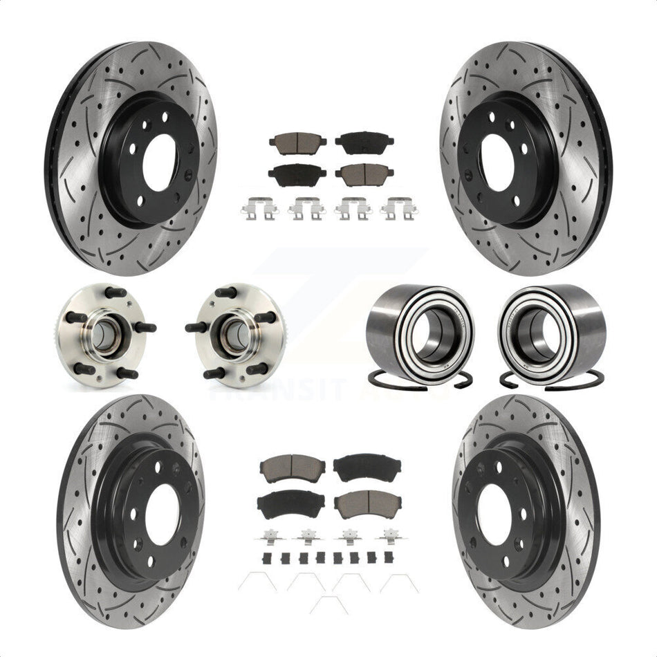 Front Rear Wheel Hub Bearings Assembly Coated Disc Brake Rotors And Ceramic Pads Kit (10Pc) For Ford Fusion Lincoln MKZ Mercury Milan Mazda 6 Zephyr KBB-117533 by Transit Auto