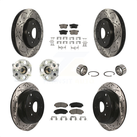 Front Rear Wheel Hub Bearings Assembly Coated Disc Brake Rotors And Ceramic Pads Kit (10Pc) For Acura RDX KBB-117536 by Transit Auto