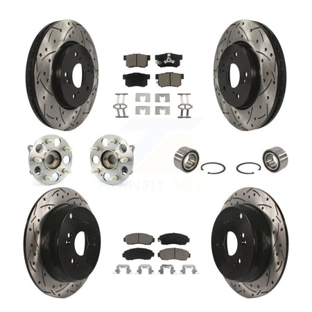 Front Rear Wheel Hub Bearings Assembly Coated Disc Brake Rotors And Ceramic Pads Kit (10Pc) For Honda CR-V Acura RDX KBB-117537 by Transit Auto
