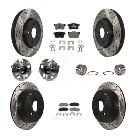 Front Rear Wheel Hub Bearings Assembly Coated Disc Brake Rotors And Ceramic Pads Kit (10Pc) For 2012-2016 Honda CR-V AWD KBB-117539 by Transit Auto