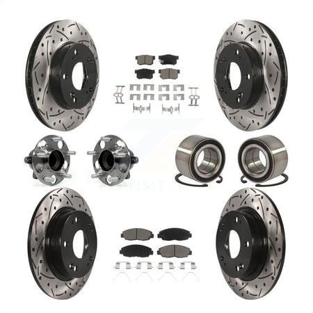 Front Rear Wheel Hub Bearings Assembly Coated Disc Brake Rotors And Ceramic Pads Kit (10Pc) For 2013-2014 Honda Civic LX with Manual transmission KBB-117567 by Transit Auto