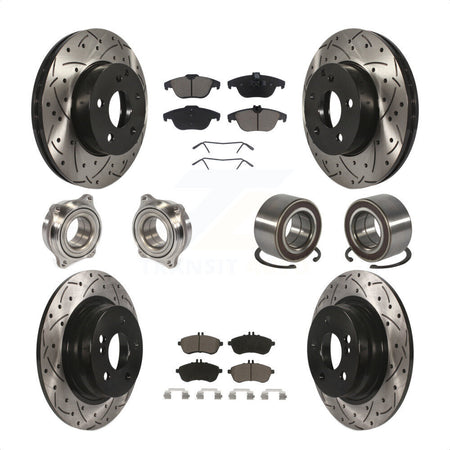 Front Rear Wheel Hub Bearings Assembly Coated Disc Brake Rotors And Ceramic Pads Kit (10Pc) For Mercedes-Benz C300 KBB-117591 by Transit Auto