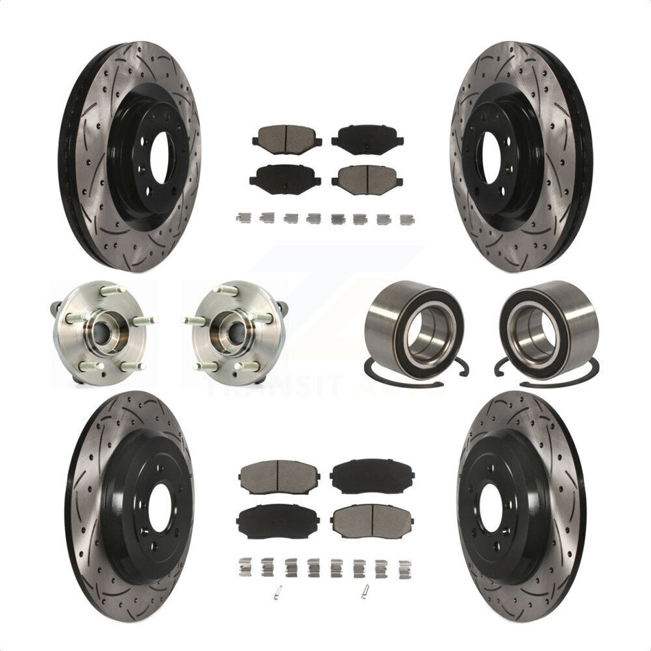 Front Rear Wheel Hub Bearings Assembly Coated Disc Brake Rotors And Ceramic Pads Kit (10Pc) For Ford Edge Lincoln MKX KBB-117597 by Transit Auto