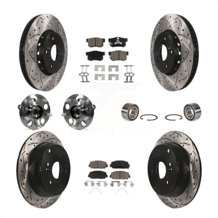 Front Rear Wheel Hub Bearings Assembly Coated Disc Brake Rotors And Ceramic Pads Kit (10Pc) For 2013-2016 Acura RDX AWD KBB-117619 by Transit Auto