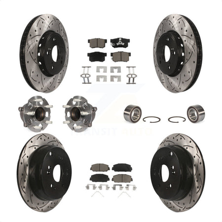 Front Rear Wheel Hub Bearings Assembly Coated Disc Brake Rotors And Ceramic Pads Kit (10Pc) For 2013-2018 Acura RDX FWD KBB-117620 by Transit Auto