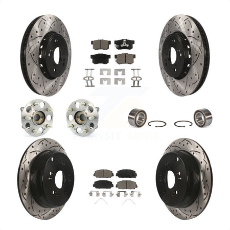 Front Rear Wheel Hub Bearings Assembly Coated Disc Brake Rotors And Ceramic Pads Kit (10Pc) For 2017-2018 Acura RDX AWD KBB-117621 by Transit Auto