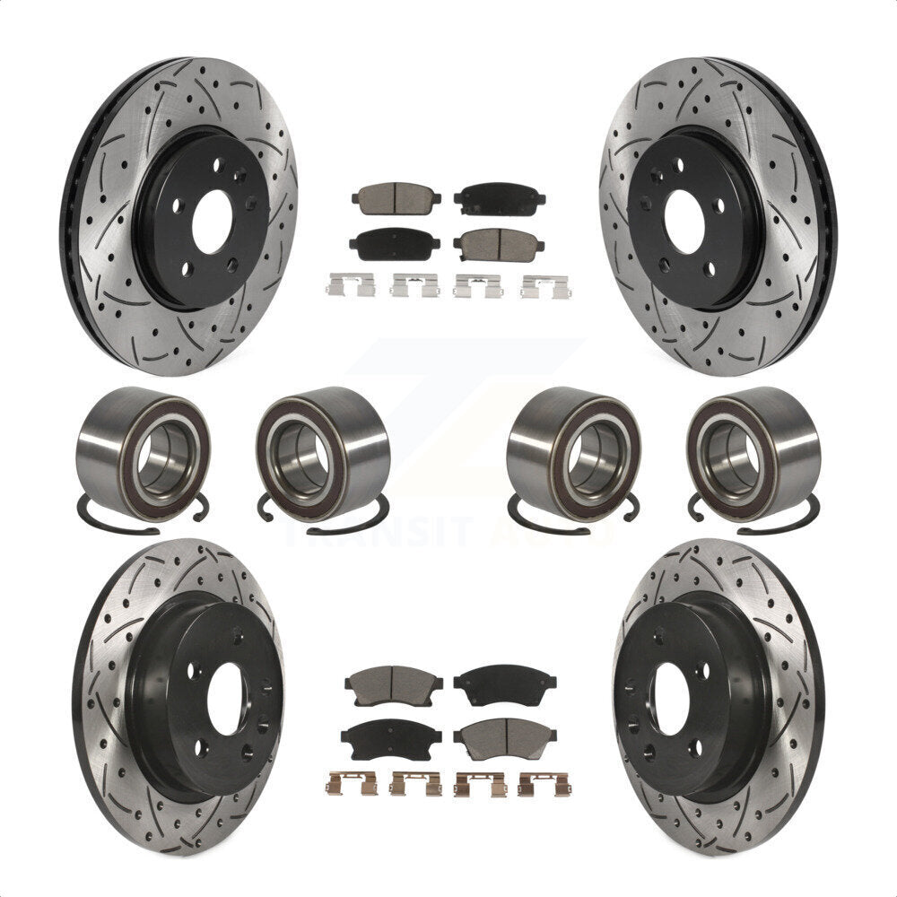 Front Rear Wheel Bearings Coated Disc Brake Rotors And Ceramic Pads Kit (10Pc) For 2013-2017 Buick Encore Chevrolet Trax AWD KBB-117771 by Transit Auto