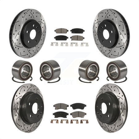 Front Rear Wheel Bearings Coated Disc Brake Rotors And Ceramic Pads Kit (10Pc) For 2013-2017 Buick Encore Chevrolet Trax AWD KBB-117771 by Transit Auto