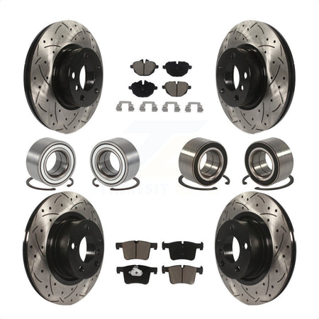 Front Rear Wheel Bearings Coated Disc Brake Rotors And Ceramic Pads Kit (10Pc) For BMW X3 KBB-117773 by Transit Auto