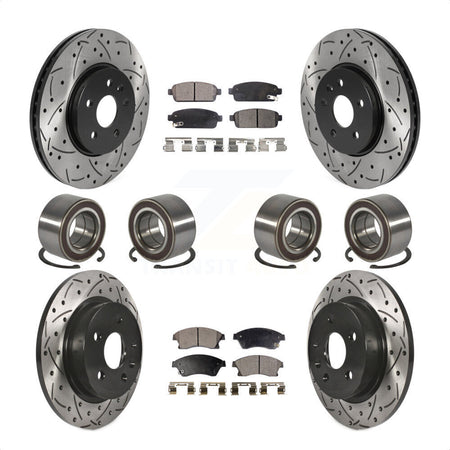 Front Rear Wheel Bearings Coated Disc Brake Rotors And Semi-Metallic Pads Kit (10Pc) For 2013-2017 Buick Encore Chevrolet Trax AWD KBB-117797 by Transit Auto