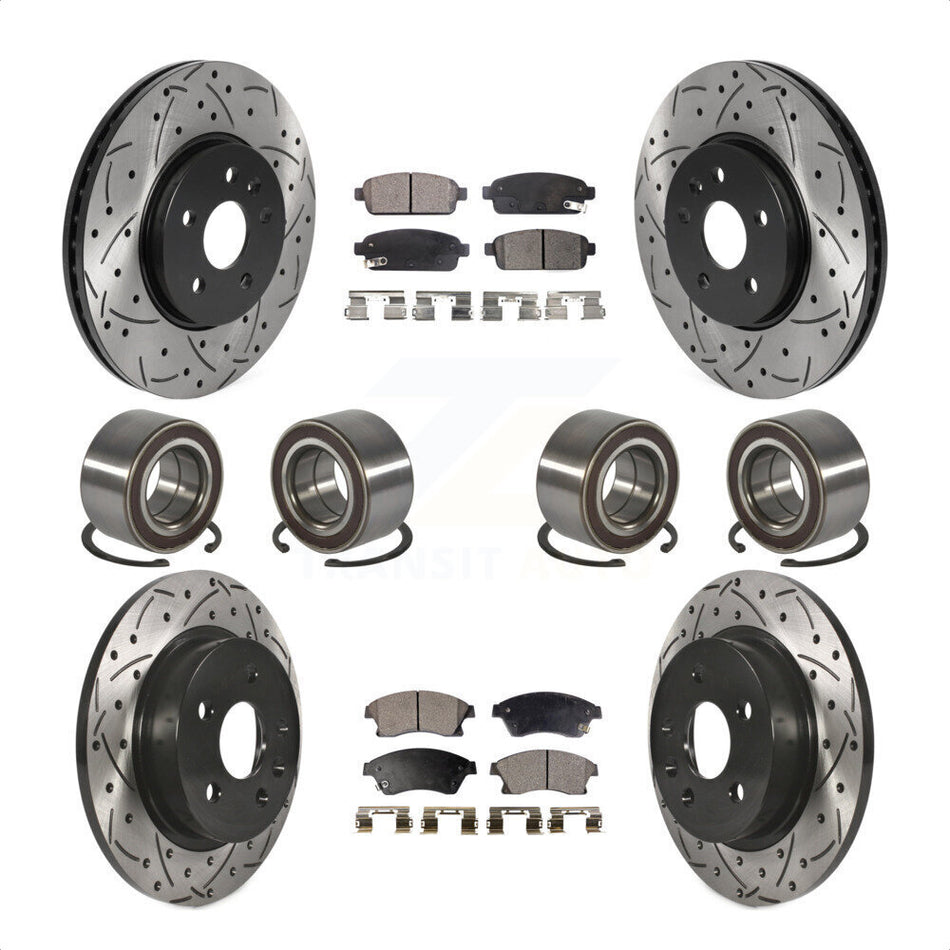 Front Rear Wheel Bearings Coated Disc Brake Rotors And Ceramic Pads Kit (10Pc) For 2013-2017 Buick Encore Chevrolet Trax AWD KBB-117816 by Transit Auto